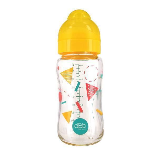 Biberon verre Géométrie Jaune - 240 ml - De 0 à 4 mois