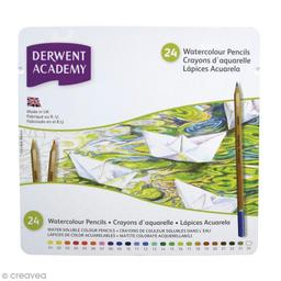 Boîte de crayons de couleur aquarellables - Derwent Academy - 24