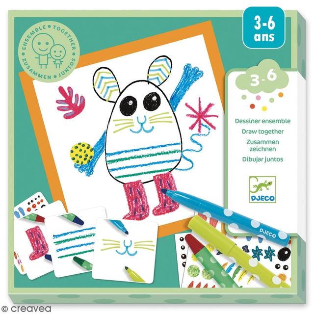 Djeco Petits Cadeaux - Dessiner ensemble - Les petits animaux