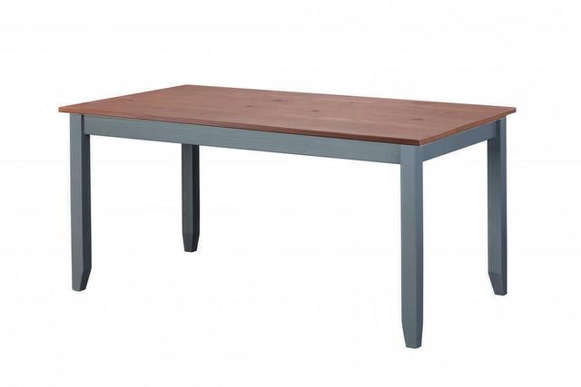 Table en pin massif avec structure peinte en gris et plateau