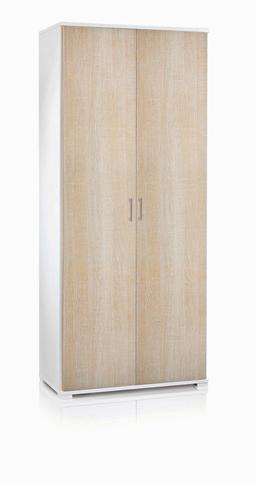 Armoire polyvalente à 2 portes Dabalor Chêne, Blanc 90x45h195 cm