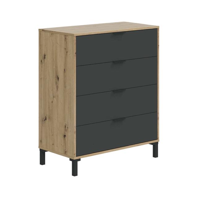 Commode Dmaniero Chêne noué, anthracite 77.5x40h93.5 cm