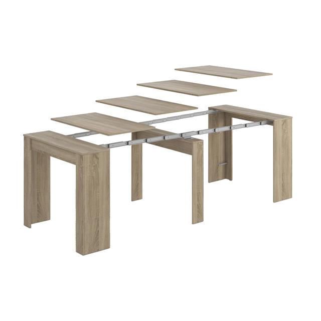 Table console à rallonge Diluna Chêne 90x51h78 cm