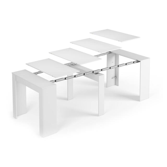 Table console à rallonge Diluna Blanc brillant 90x51h78 cm