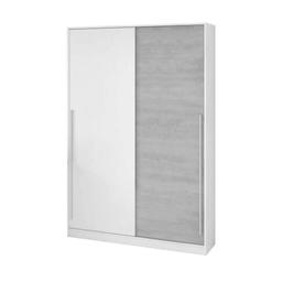 Garde-robe 2 portes Dcelesi Ciment, Blanc 120x50h200 cm