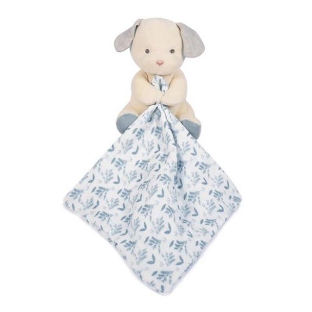 Doudou en coton Bio Chien avec mouchoir bleu