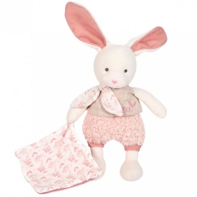 Pantin en coton Bio Lapin avec mouchoir rose