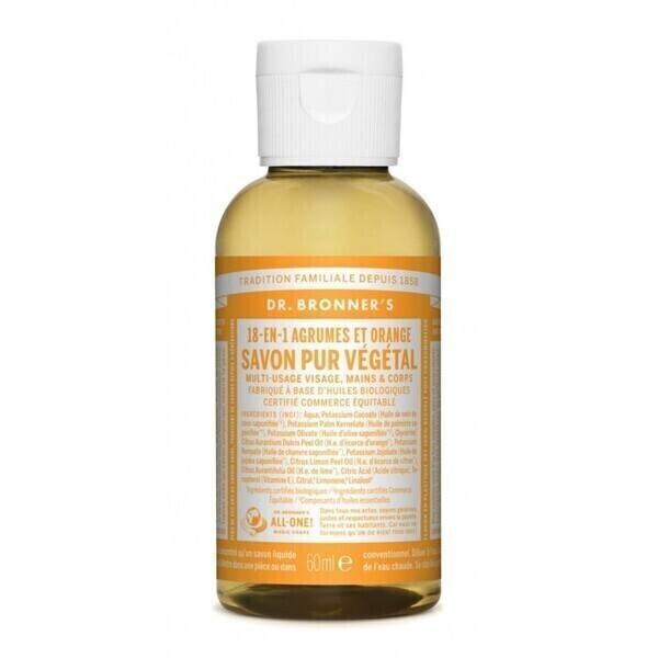 Savon liquide agrumes-orange Dr Bronner's  60 ml