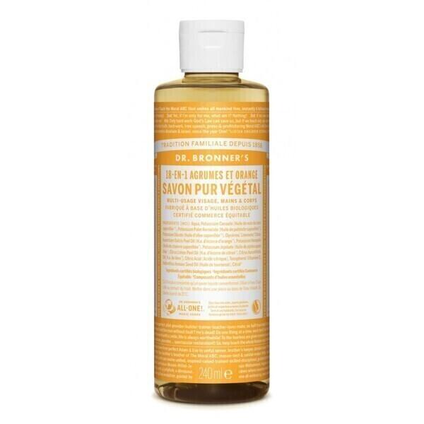 Savon liquide agrumes-orange Dr Bronner's 240 ml