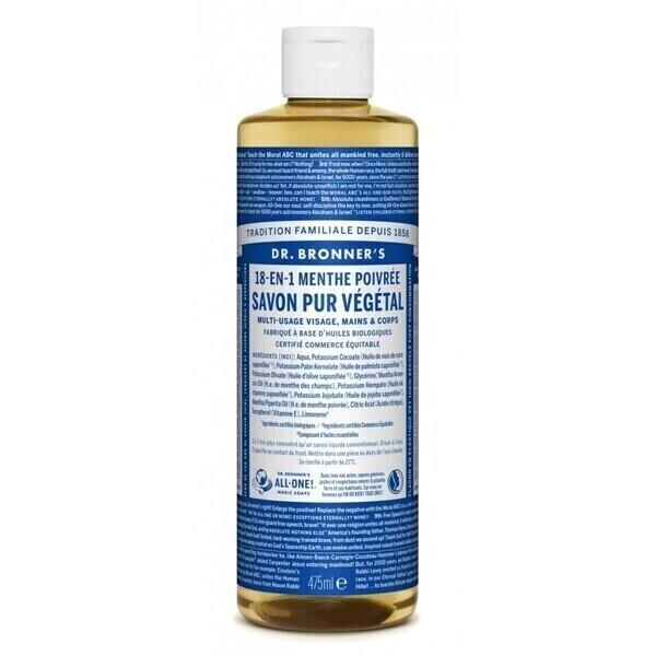 Savon liquide menthe poivrée Dr Bronner's 475 ml