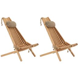 Chilienne en bois EcoChair avec coussin (Lot de 2) Bois d'aulne