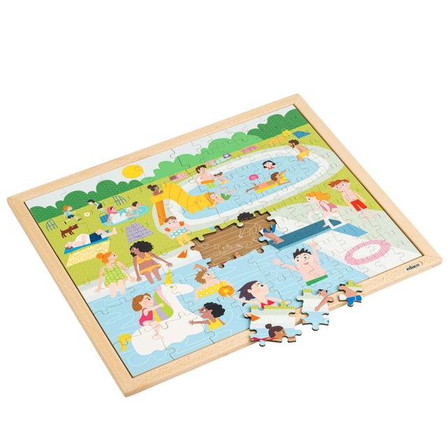 Puzzle en Bois - Puzzle ensemble - dans la piscine - jeu