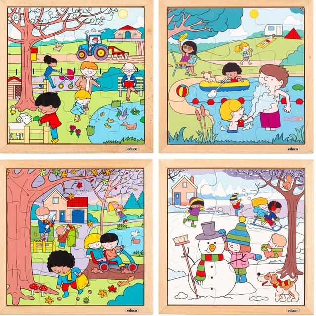 Puzzle en bois - Puzzle les saisons- le lot de 4 puzzles - jeu