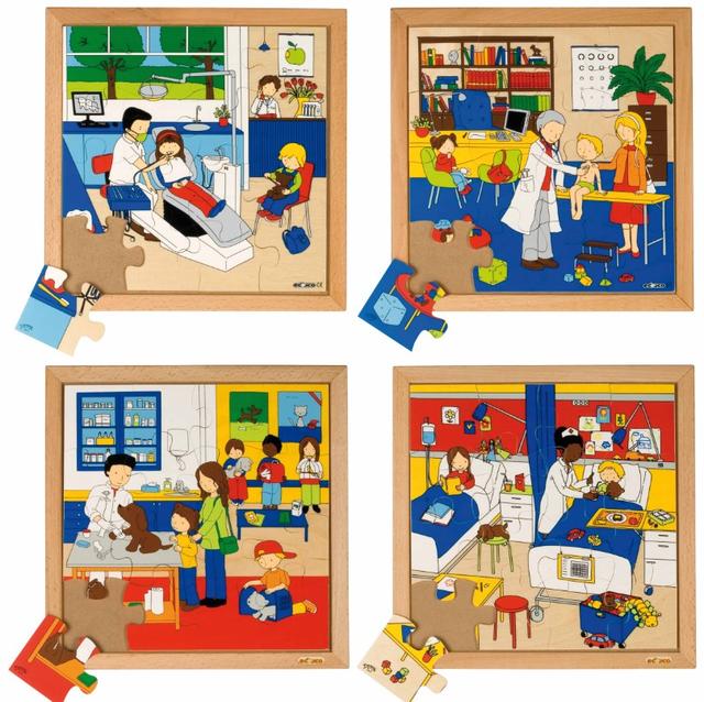 Puzzle la santé: lot de 4 puzzles - jeu Montessori