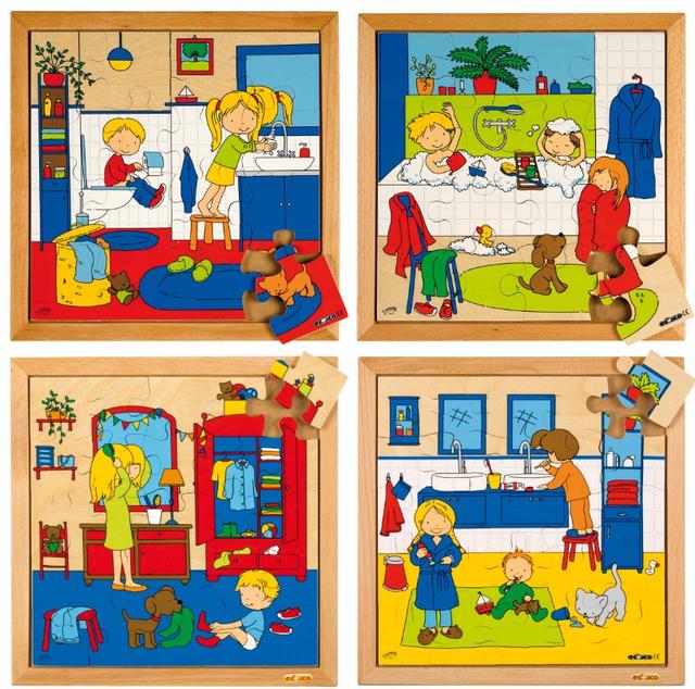 Puzzle l'hygiène: lot de 4 puzzles - jeu Montessori