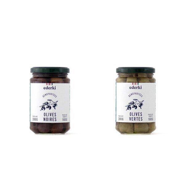 Pack olives vertes et noires dénoyautées bio - lot de 2