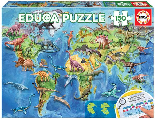 Puzzle 150 pcs - Mappemonde dinosaures