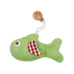 Hochet  Clip Poisson Vert Vichy  Efie 15 cm GOTS