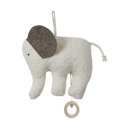 Doudou Boite à Musique éléphant Coton  Bio Elephant Blanc 16 cm