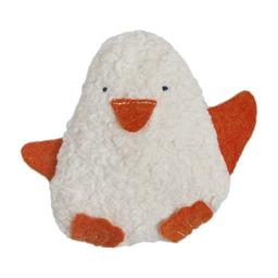 Doudou Hochet Pingouin Coton Bio Blanc & Orange Efie