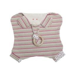 Doudou Plat Coton  Bio Elephant Rouge & Blanc