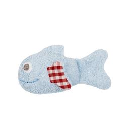 Doudou Hochet Poisson Bleu Vichy  Efie 15 cm GOTS