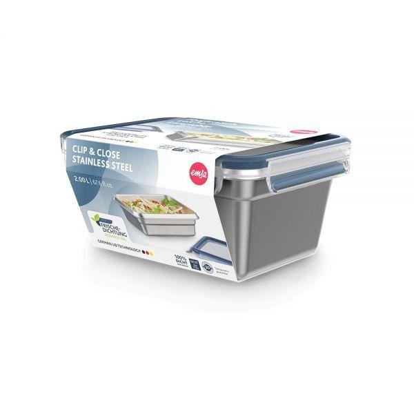 Grande Boîte Inox Alimentaire 2 litres Clip & Close Emsa