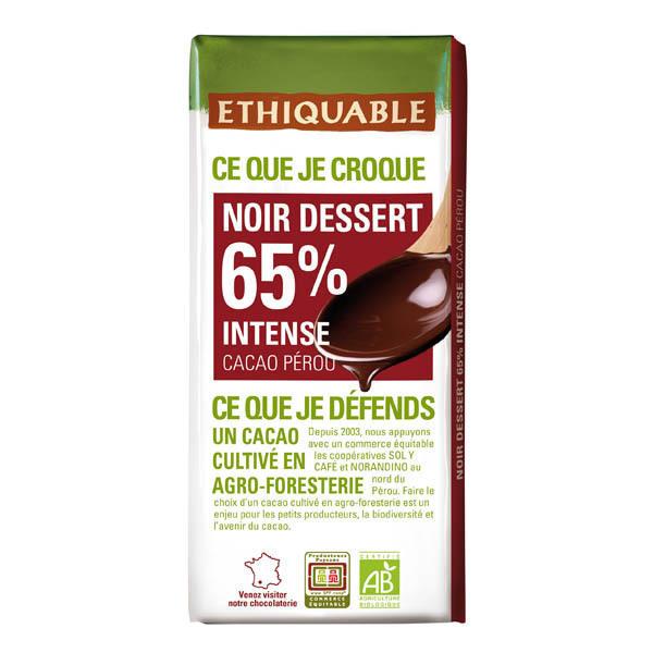 Tablette chocolat noir dessert 65% Pérou Bio 200g