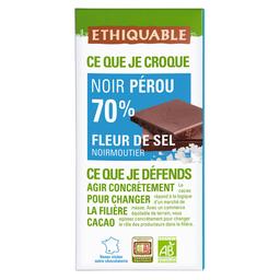 Tablette chocolat noir 70% sel de Noirmoutier Bio Pérou 100g