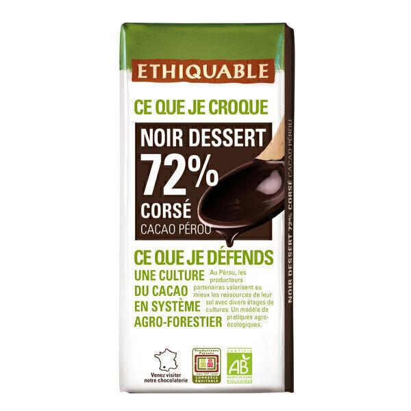 Chocolat noir dessert corsé 72% Pérou Bio 200g