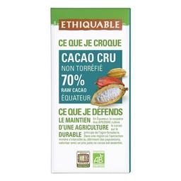 Chocolat noir 70% Cacao cru Equateur Bio 80g