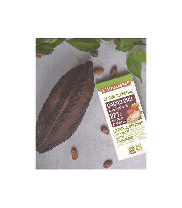 Tablette de cacao cru non torréfié 82% 80g