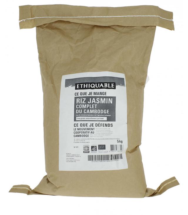 Riz Jasmin Complet du Cambodge bio & équitable VRAC RHD 5 kg