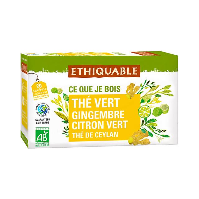 Thé vert gingembre citron vert Ceylan 20 sachets