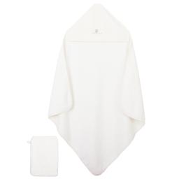 Cape de bain et gant 75x75 cm Coton bio Ecru