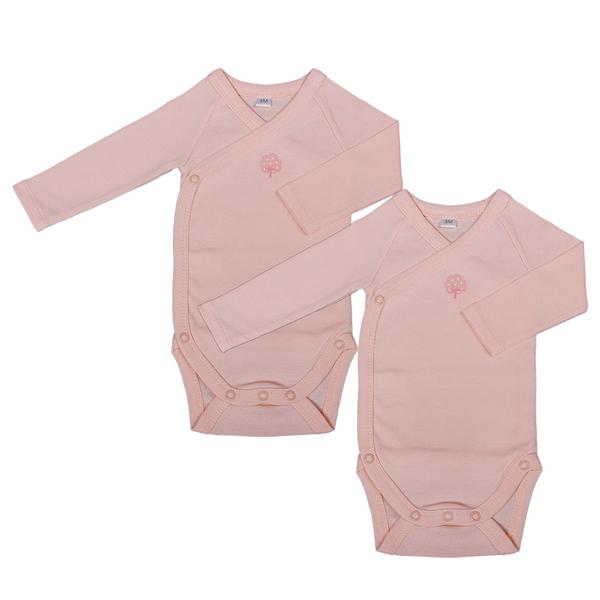 Lot de 2 Bodys Manches Longues 6 mois Coton bio Pêche