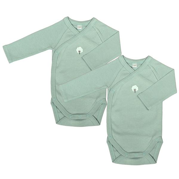 Lot de 2 Bodys Manches Longues 6 mois Coton bio Aqua