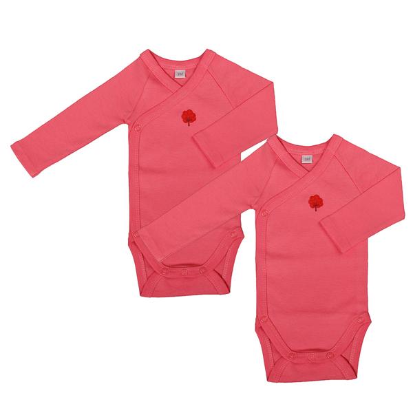 Lot de 2 Bodys Manches Longues 6 mois Coton bio Corail