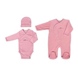 Set dorsbien velours, body, bonnet Bois de rose 3 mois