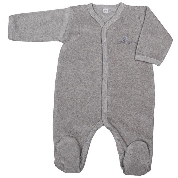 Pyjama velours 6 mois Coton bio Gris