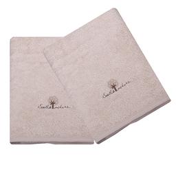 Lot de 2 Serviettes éponges 50x90 cm Coton bio Beige