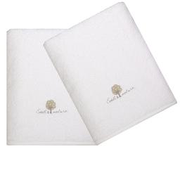 Lot de 2 Serviettes éponges 50x90 cm Coton bio Blanc