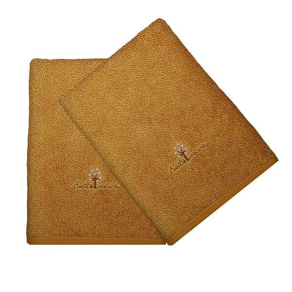 Lot de 2 Serviettes éponges 50x90 cm Coton bio Ambre