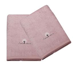 Lot de 2 Serviettes éponges 50x90 cm Coton bio Rose