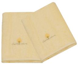 Lot de 2 Serviettes éponges 50x90 cm Coton bio Jaune