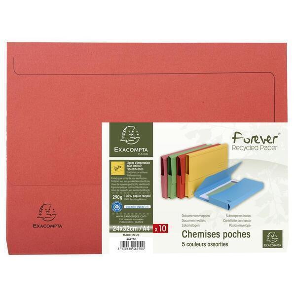 Paquet de 10 chemises poche 24x32cm Couleurs assorties x10