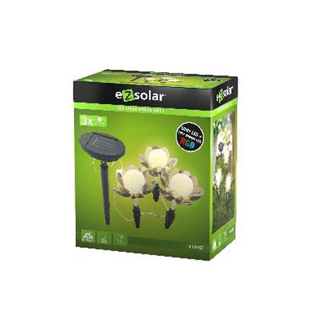 Fleur de lotus SOLAR LED 3 pièces avec panneau solaire et piles