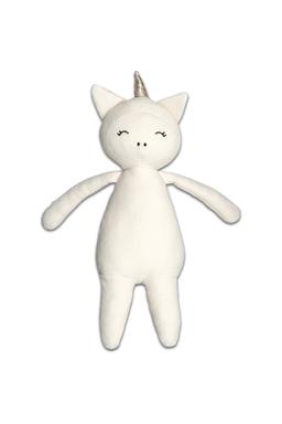 Doudou Peluche en Coton Bio Licorne Blanche