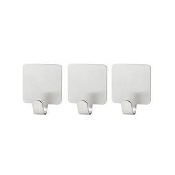 Lot de 3 crochets adhésifs carrés en acier inoxydable Fackelmann