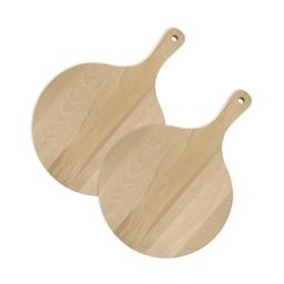 Lot de 2 planches à pizza et tarte flambée en bois 30 cm